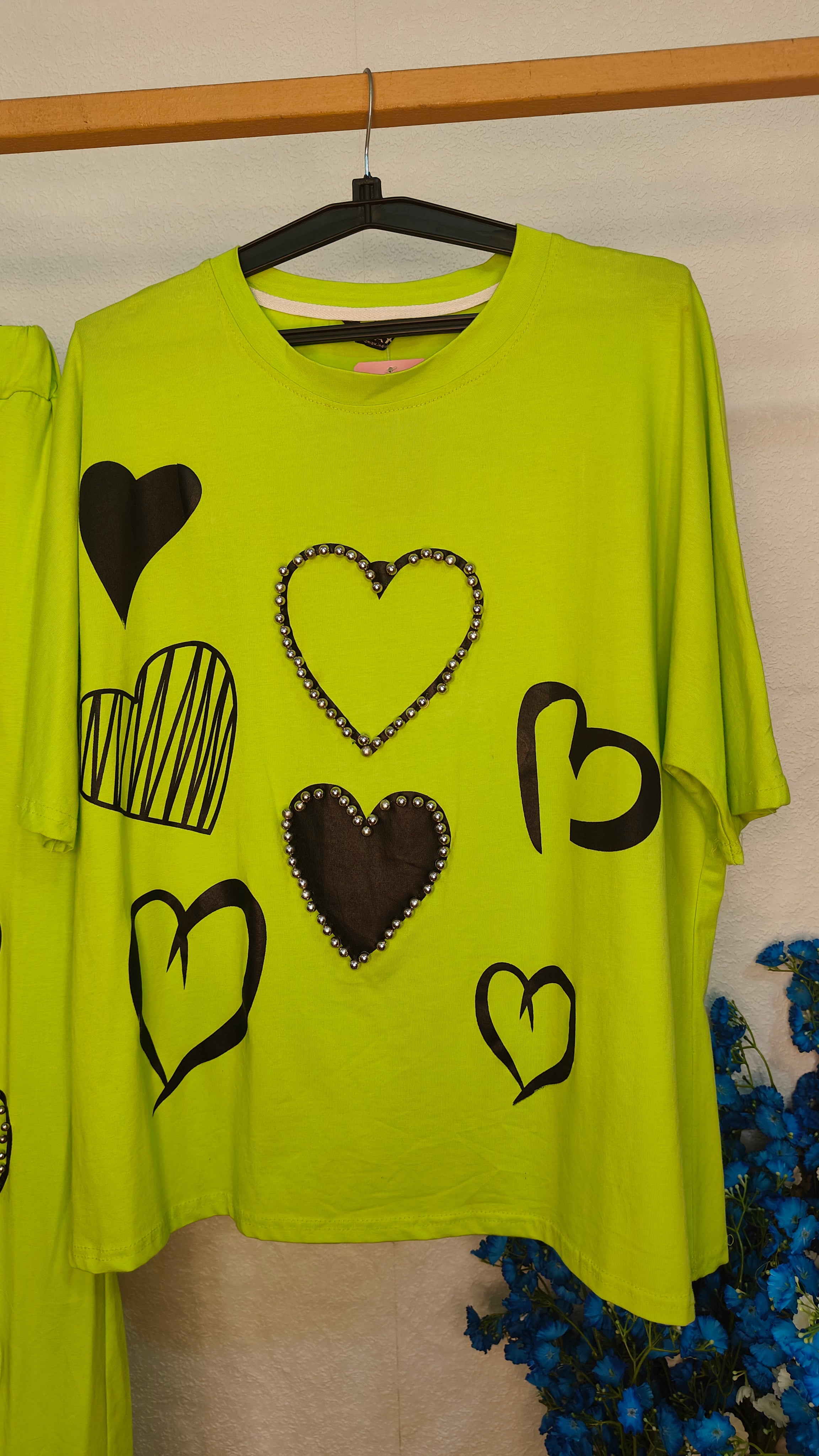 Black Heart Design With Moti Work Cord Set